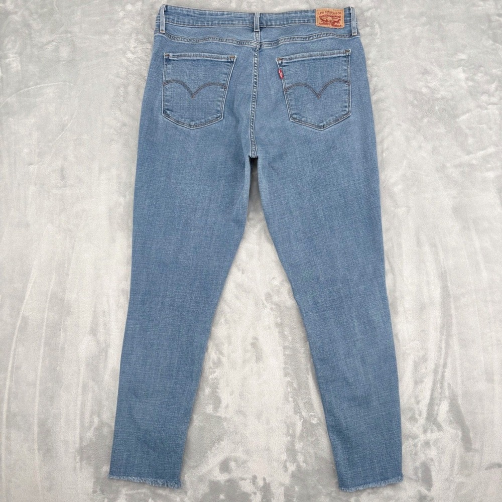 Levis 721 High Rise Skinny Jeans Women 32‎ (Fits 32x27) Blue Raw Hem Classic